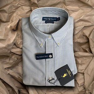 Men Cotton Oxford Button Down Stripes Shirt 16-33